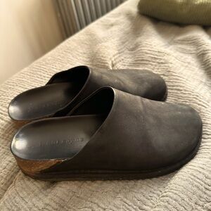 JENNI KAYNE Oiled Leather Moc Clogs Black Size 38